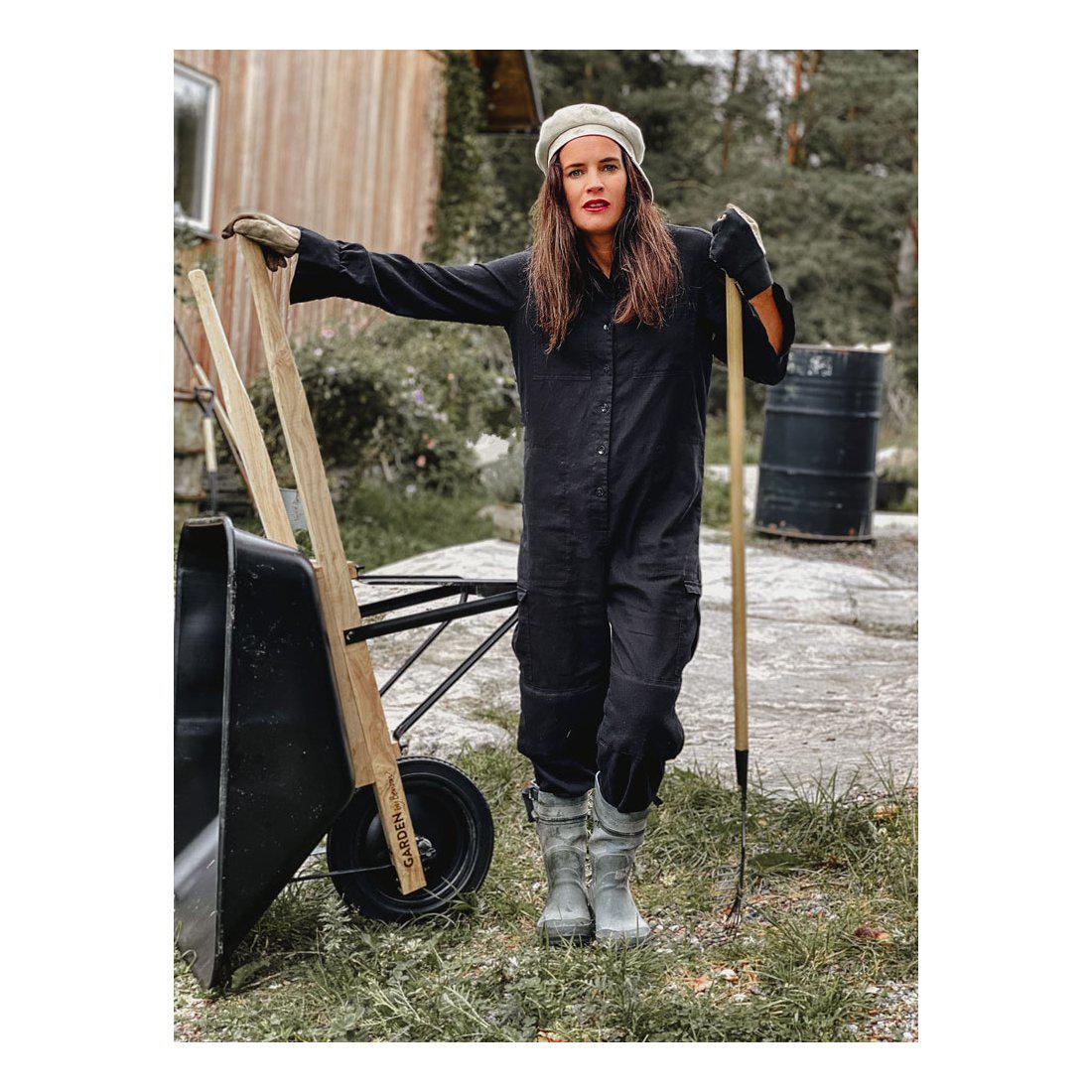 Schubkarre Mattschwarz mit Esche-Holzgriffen