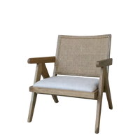 Loungestuhl aus Eichenholz und Korbgeflecht H77/L65/B70 cm natur