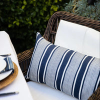 Leinen Capri Streifen Marine Kissenbezug 35x60 cm