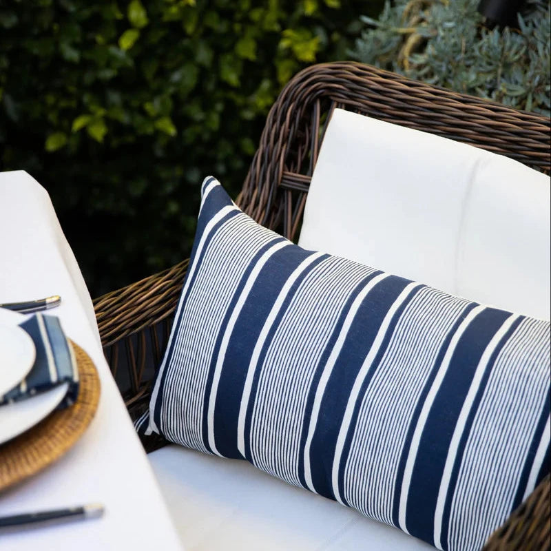 Leinen Capri Streifen Marine Kissenbezug 35x60 cm