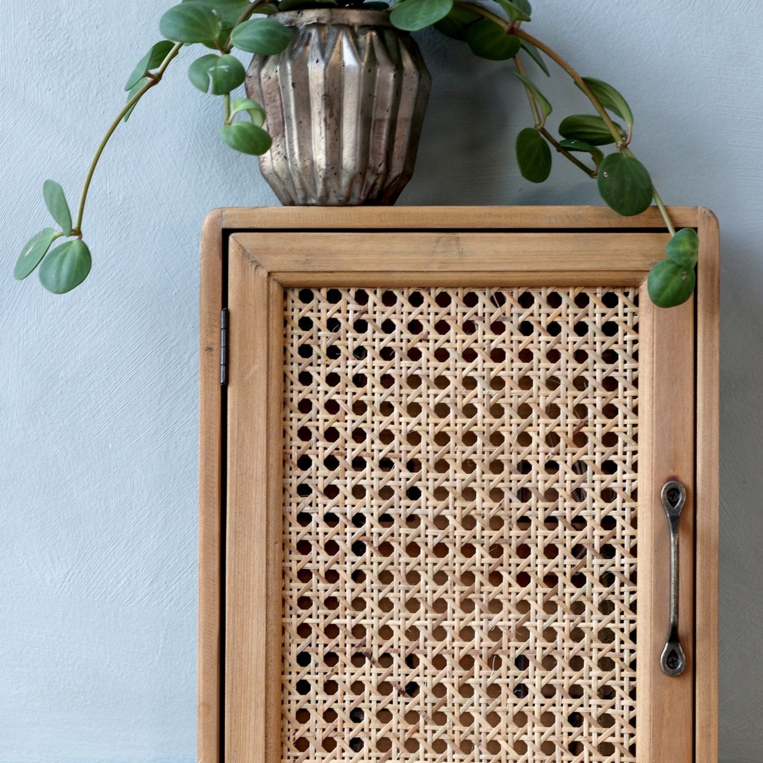 Schüsselschrank mit Tür geflochten H39/L27/B7,5 cm