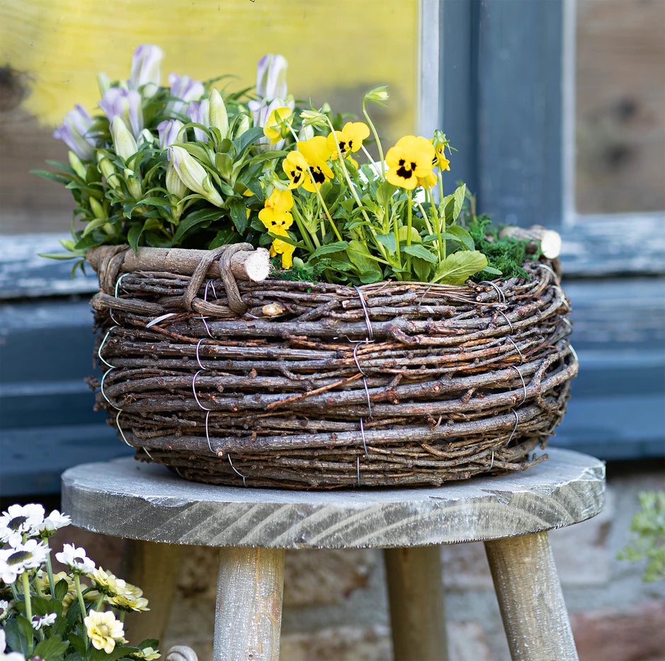 Pflanzkorb aus Birkenreisig ca. Ø 30 x 12 cm