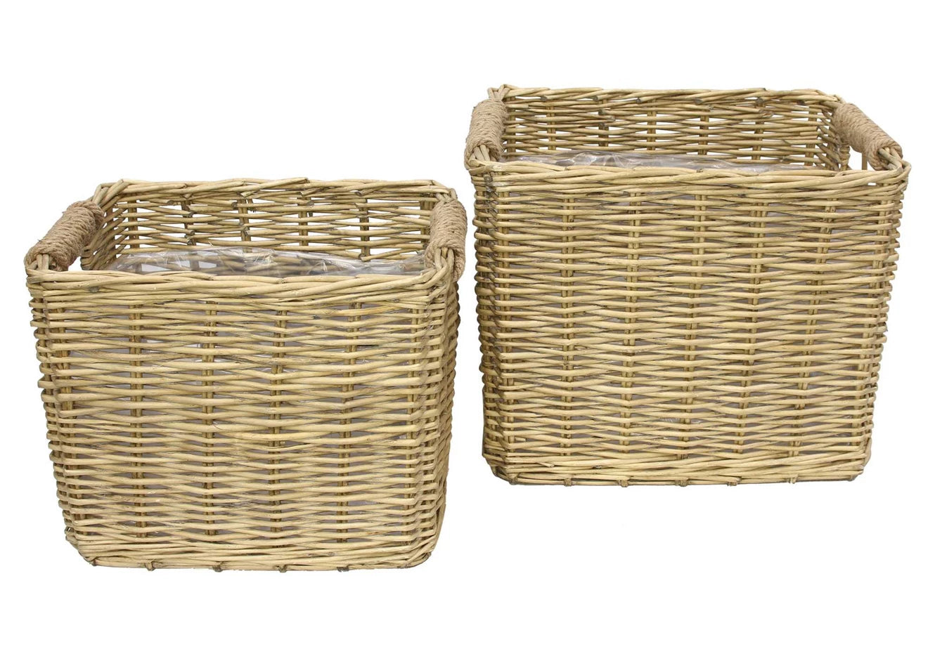 Pflanzkorb eckig aus Weiden im Set 2 Stück