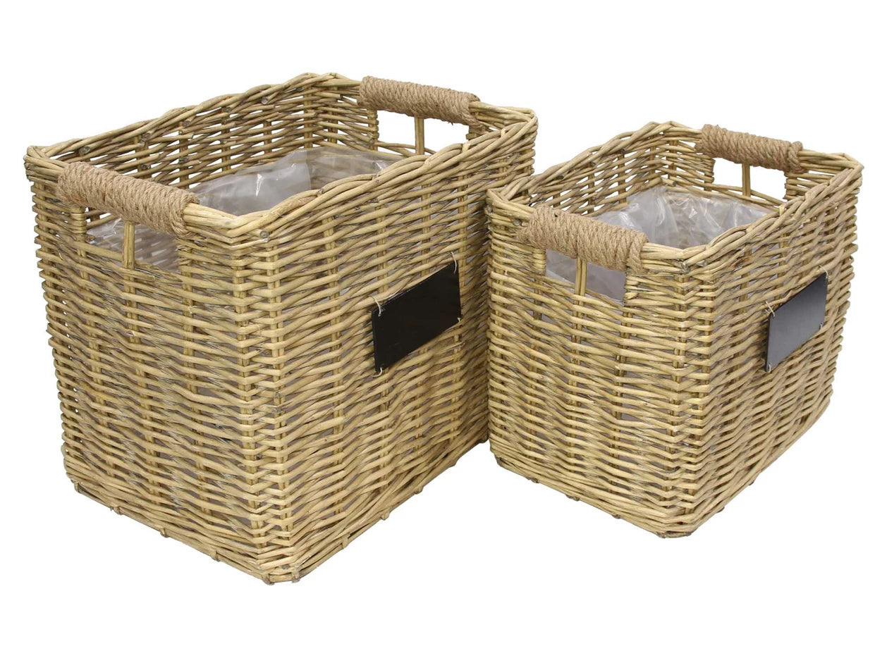Pflanzkorb eckig aus Weiden im Set 2 Stück