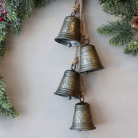 Glocken am Hanfseil  L54/B8 cm aus antique messing