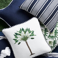 Leinen Capri Streifen Marine Kissenbezug 35x60 cm