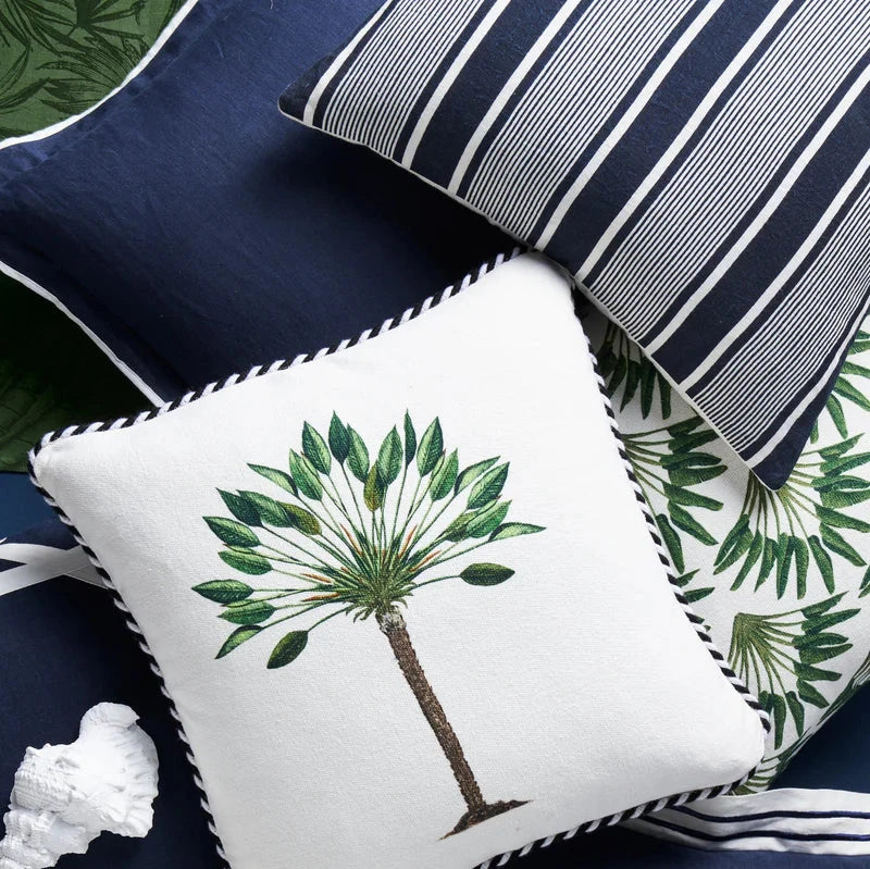 Leinen Capri Streifen Marine Kissenbezug 35x60 cm