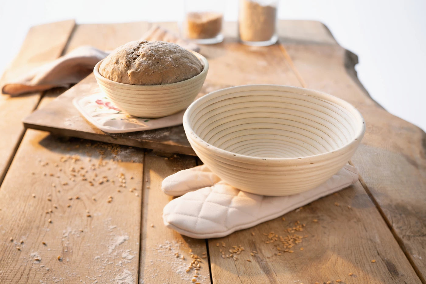 Gärkorb aus Peddigrohr,  groß Ø 24 x 7 cm, für Brote von 1.500 g - 2.500 g