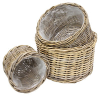 Pflanzkörbe aus Rattan mit Innenfolie, im 3 er Set