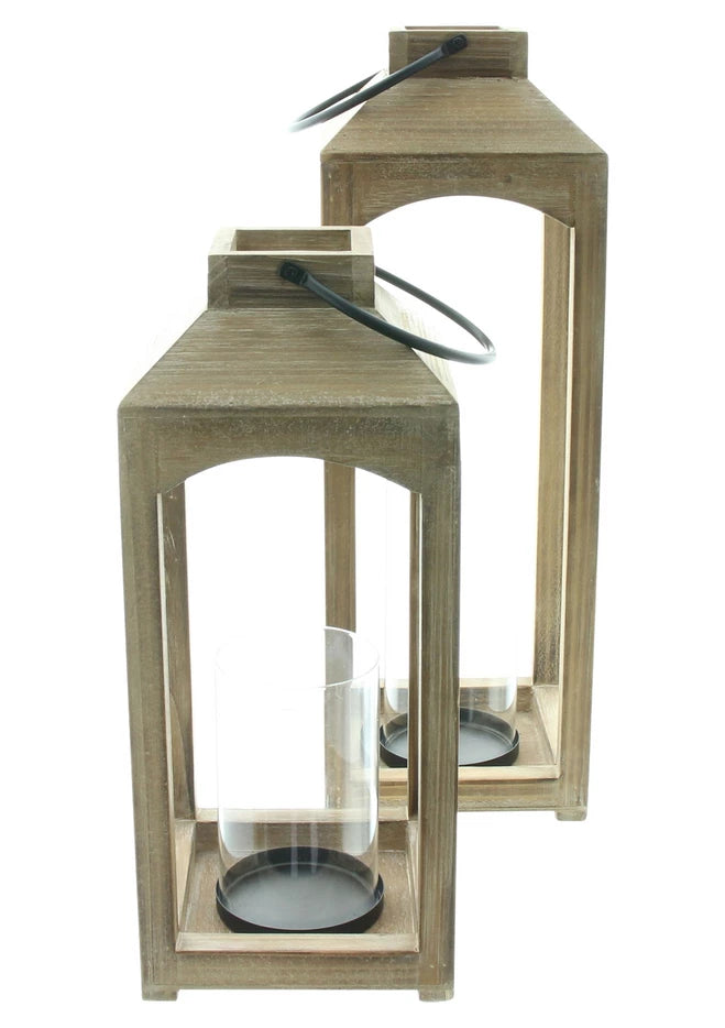 Holzlaterne 2er Set in zwei Größen