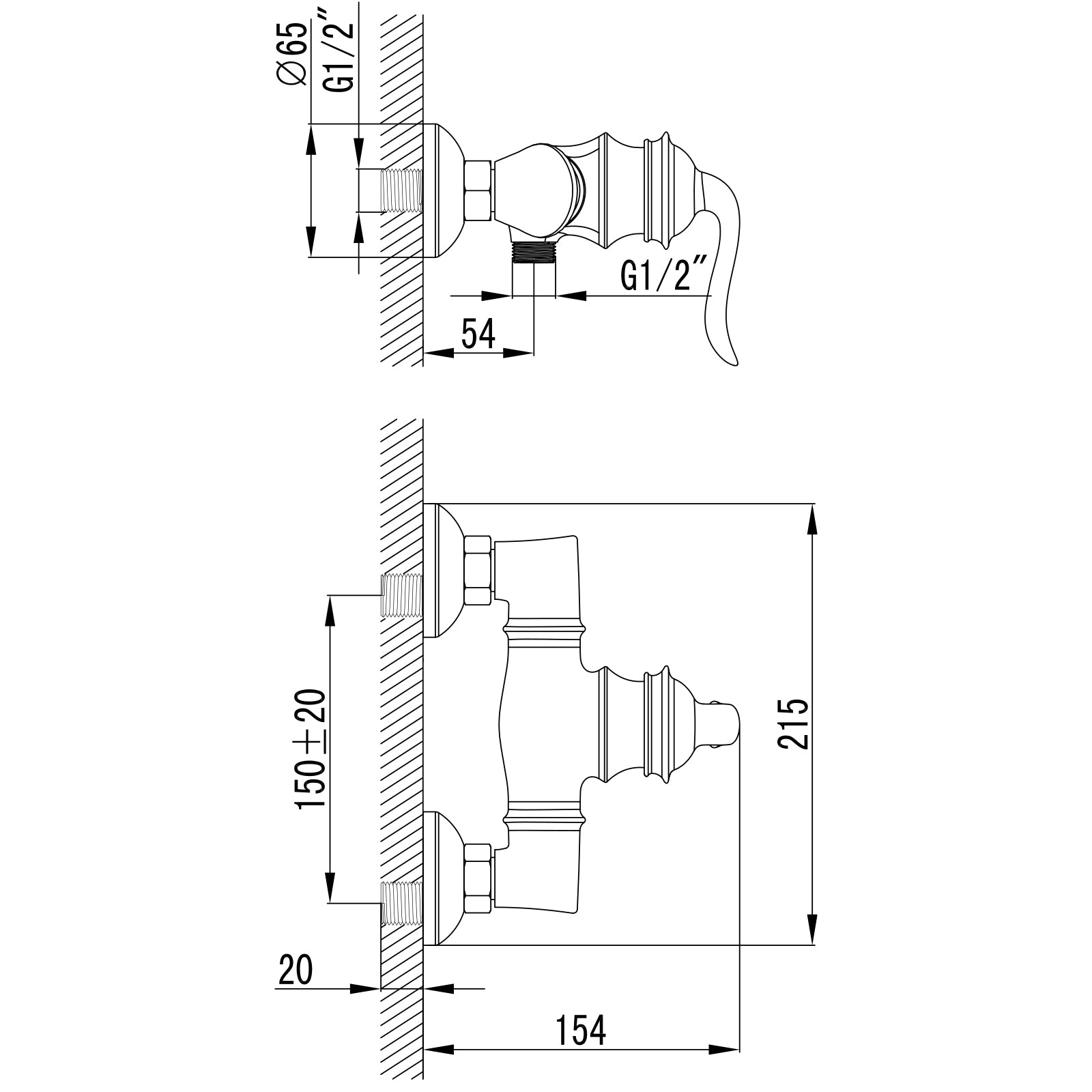 Duschsystem Aufputz Bronze Retro