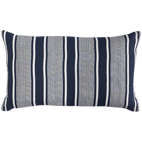 Leinen Capri Streifen Marine Kissenbezug 35x60 cm