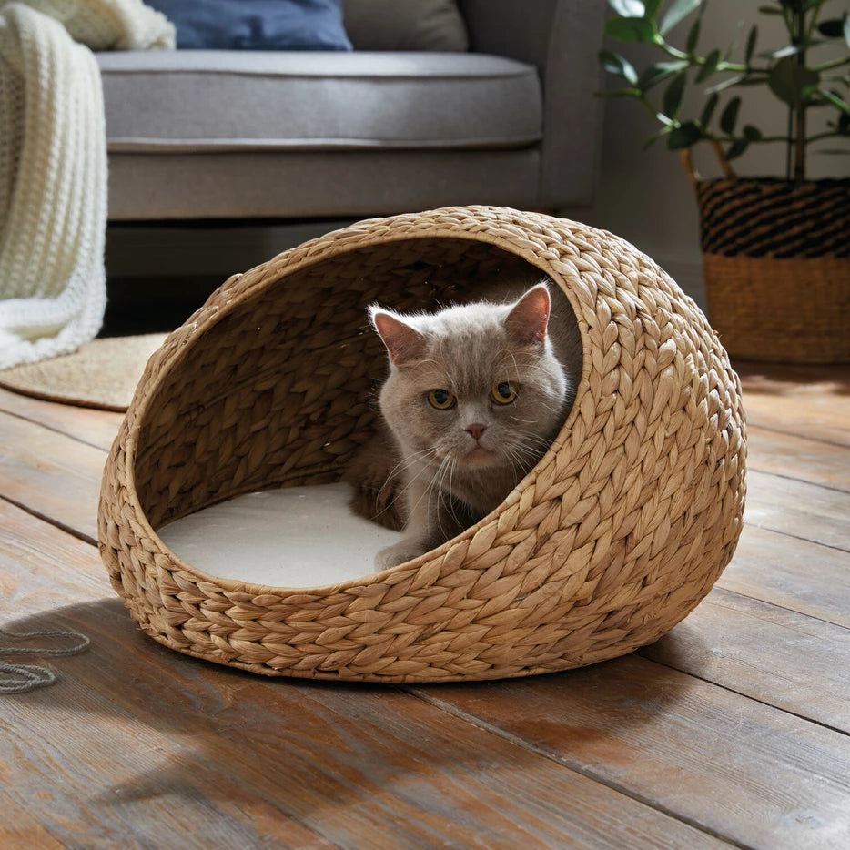 Katzen-Kuschelhöhle mit Kissen ca. Ø 50 x 30 cm, Kissen Ø 40 x 4 cm