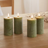 Kerze Rustic grün 6x12cm im 4er Set
