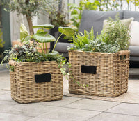Pflanzkorb eckig aus Weiden im Set 2 Stück