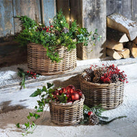 Pflanzkörbe aus Rattan mit Innenfolie, im 3 er Set