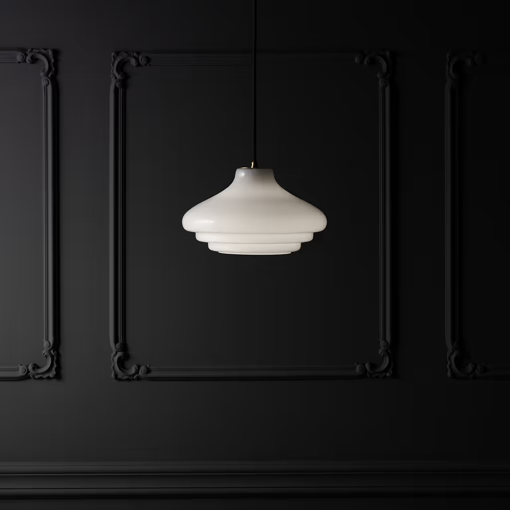 Corston Brookfield hängende Medium-Deckenleuchte Opalglas - Antikes Messing