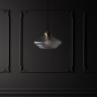 Corston Brookfield hängende Medium-Deckenleuchte geriffeltes Glas - Antikes Messing