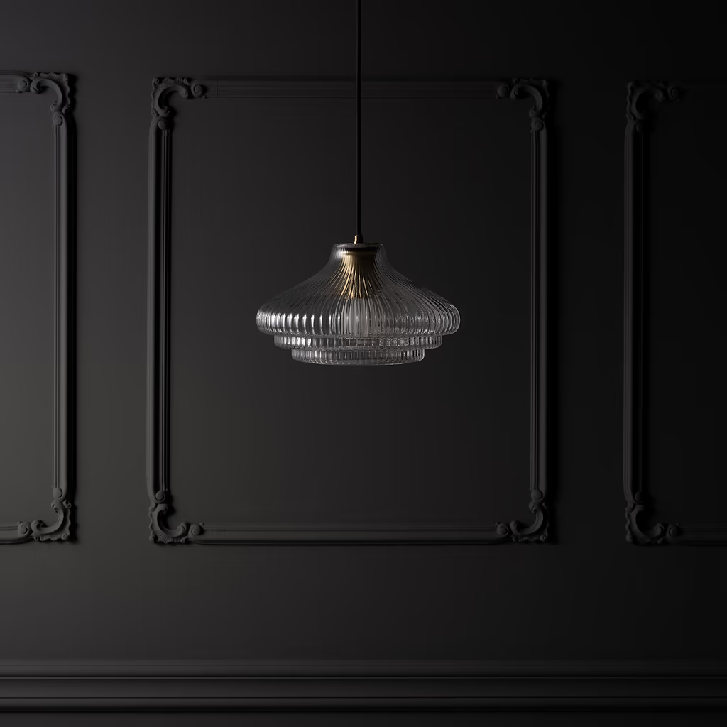 Corston Brookfield hängende Medium-Deckenleuchte geriffeltes Glas - Antikes Messing