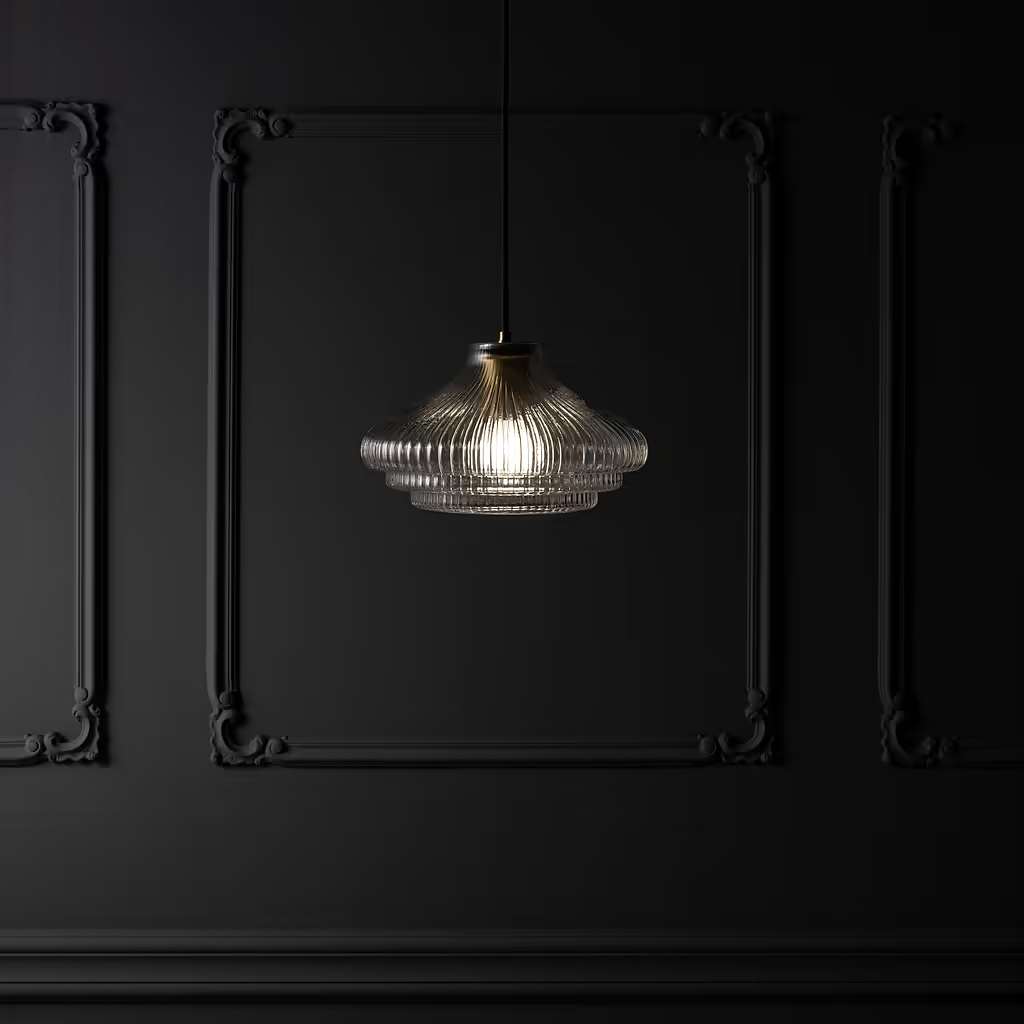 Corston Brookfield hängende Medium-Deckenleuchte geriffeltes Glas - Antikes Messing