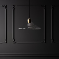 Corston Hammersmith große hängende Deckenleuchte geriffeltes Glas - Antikes Messing