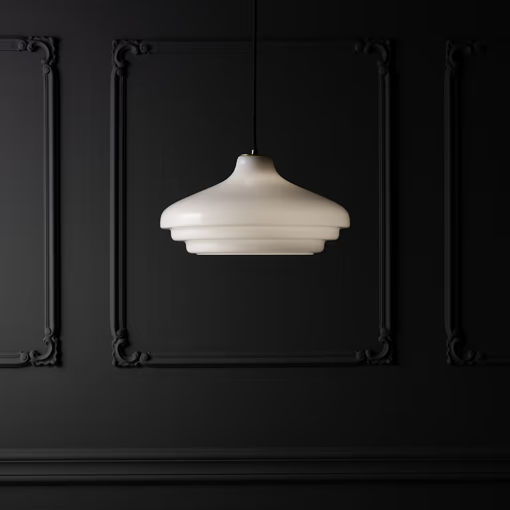 Corston Brookfield große hängende Deckenleuchte Opalglas - Antikes Messing