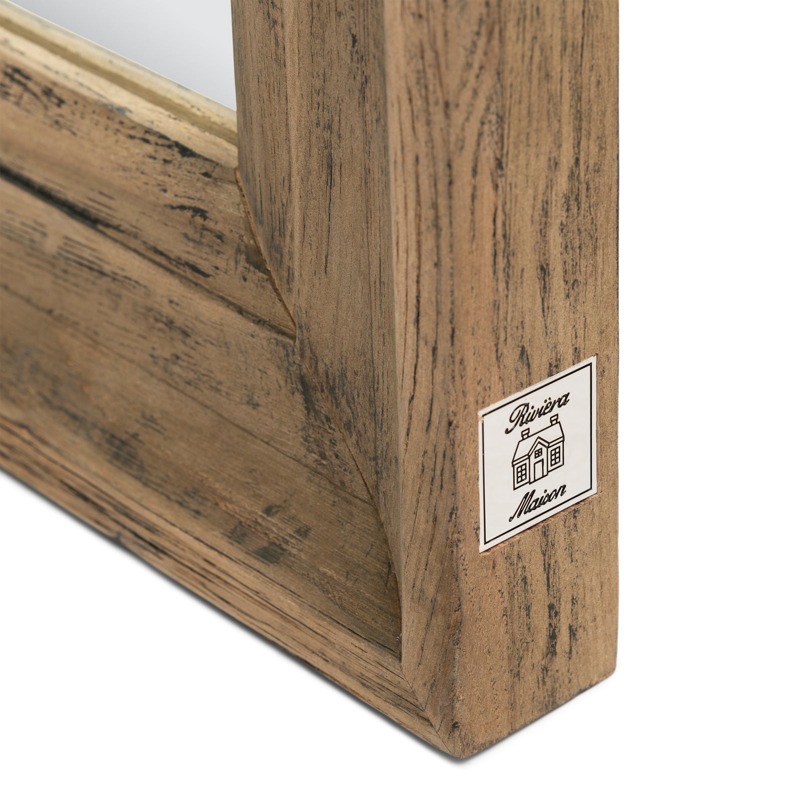 Korner Logo auf dem Spiegel mit recyceltem Eichenholzrahmen