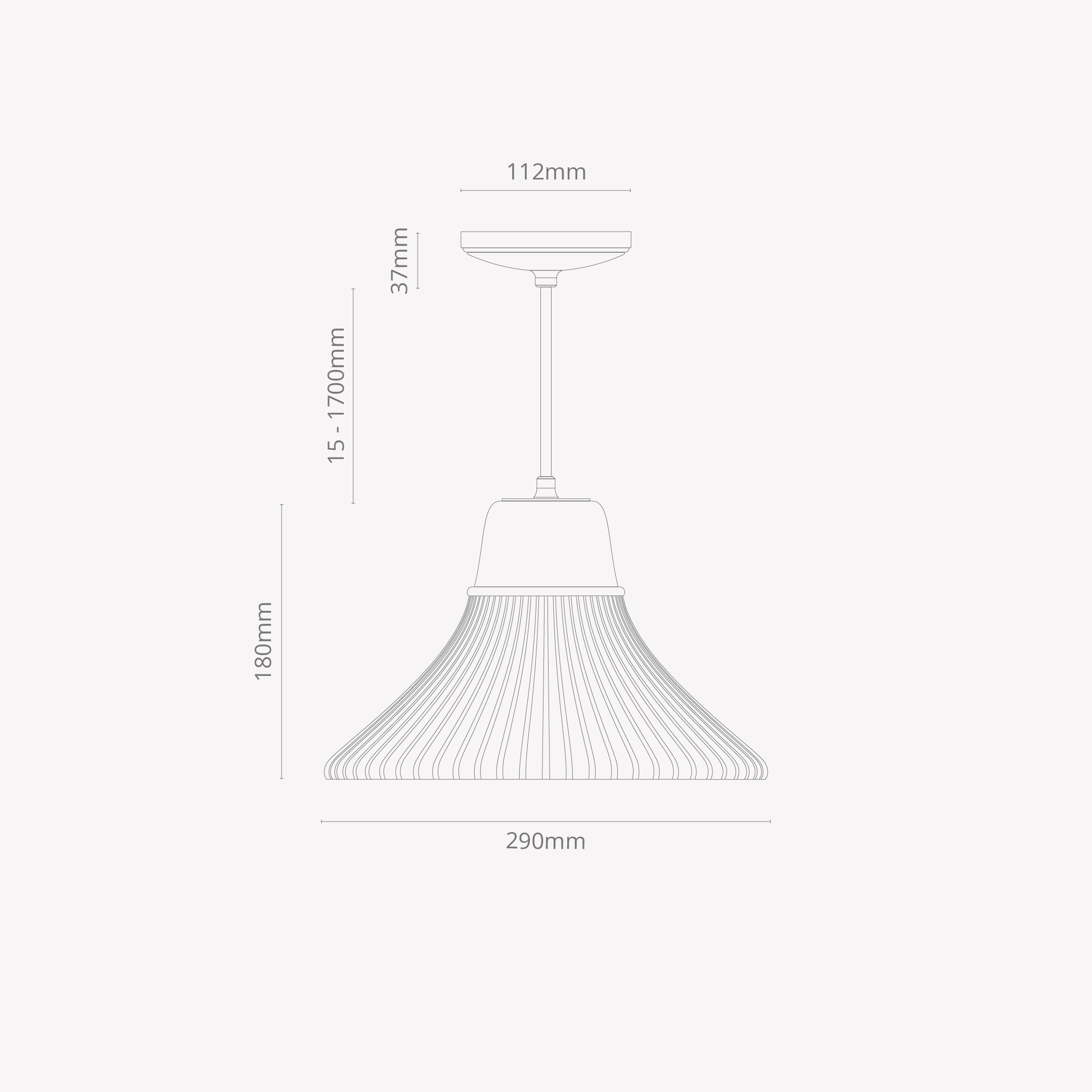 Corston Hammersmith hängende Medium-Deckenleuchte geriffeltes Glas - Antikes Messing
