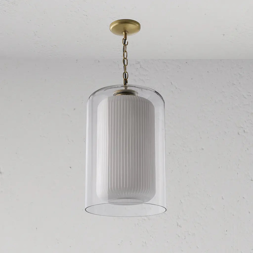 Corston Windsor große hängende Deckenleuchte Opalglas - Antikes Messing