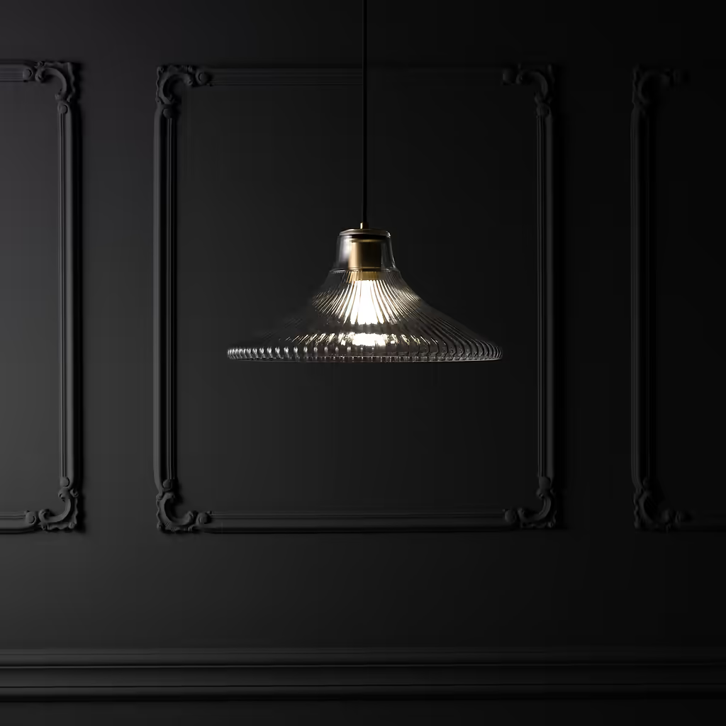 Corston Hammersmith große hängende Deckenleuchte geriffeltes Glas - Antikes Messing