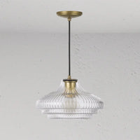 Corston Brookfield hängende Medium-Deckenleuchte geriffeltes Glas - Antikes Messing