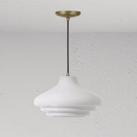 Corston Brookfield hängende Medium-Deckenleuchte Opalglas - Antikes Messing