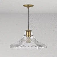 Corston Hammersmith große hängende Deckenleuchte geriffeltes Glas - Antikes Messing
