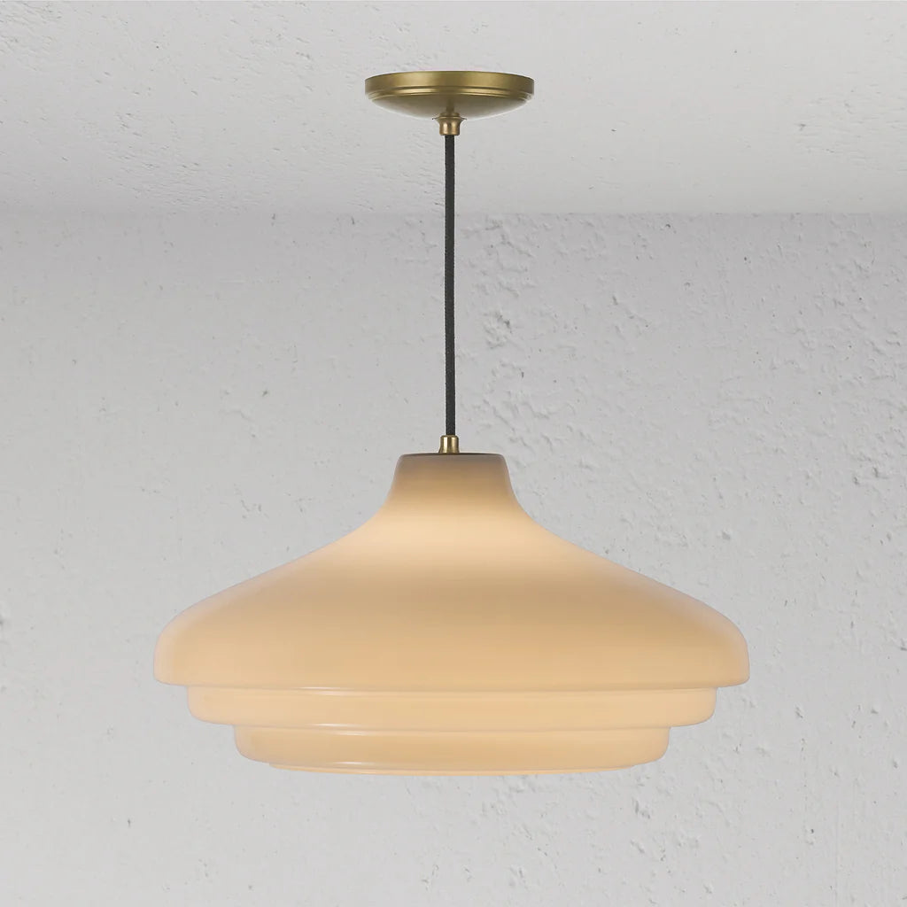 Corston Brookfield große hängende Deckenleuchte Opalglas - Antikes Messing