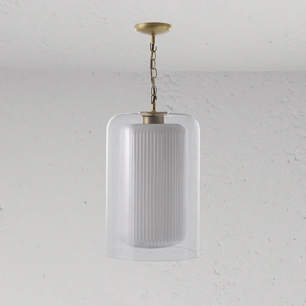 Corston Windsor große hängende Deckenleuchte Opalglas - Antikes Messing