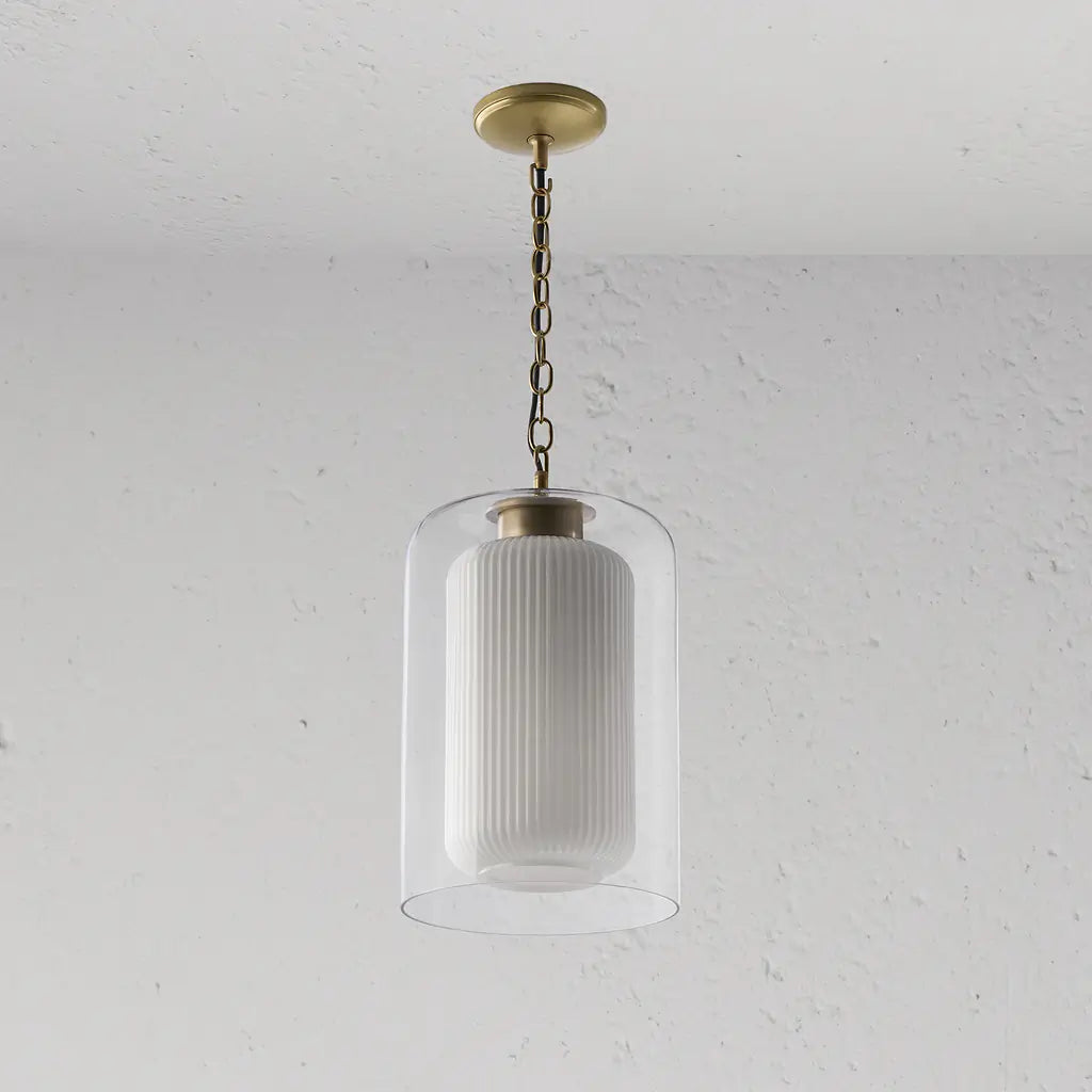 Corston Windsor hängende Medium-Deckenleuchte Opalglas - Antikes Messing