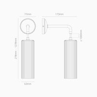 Claremont kleine hängende Wandleuchte geriffeltes Glas – Antikes Messing