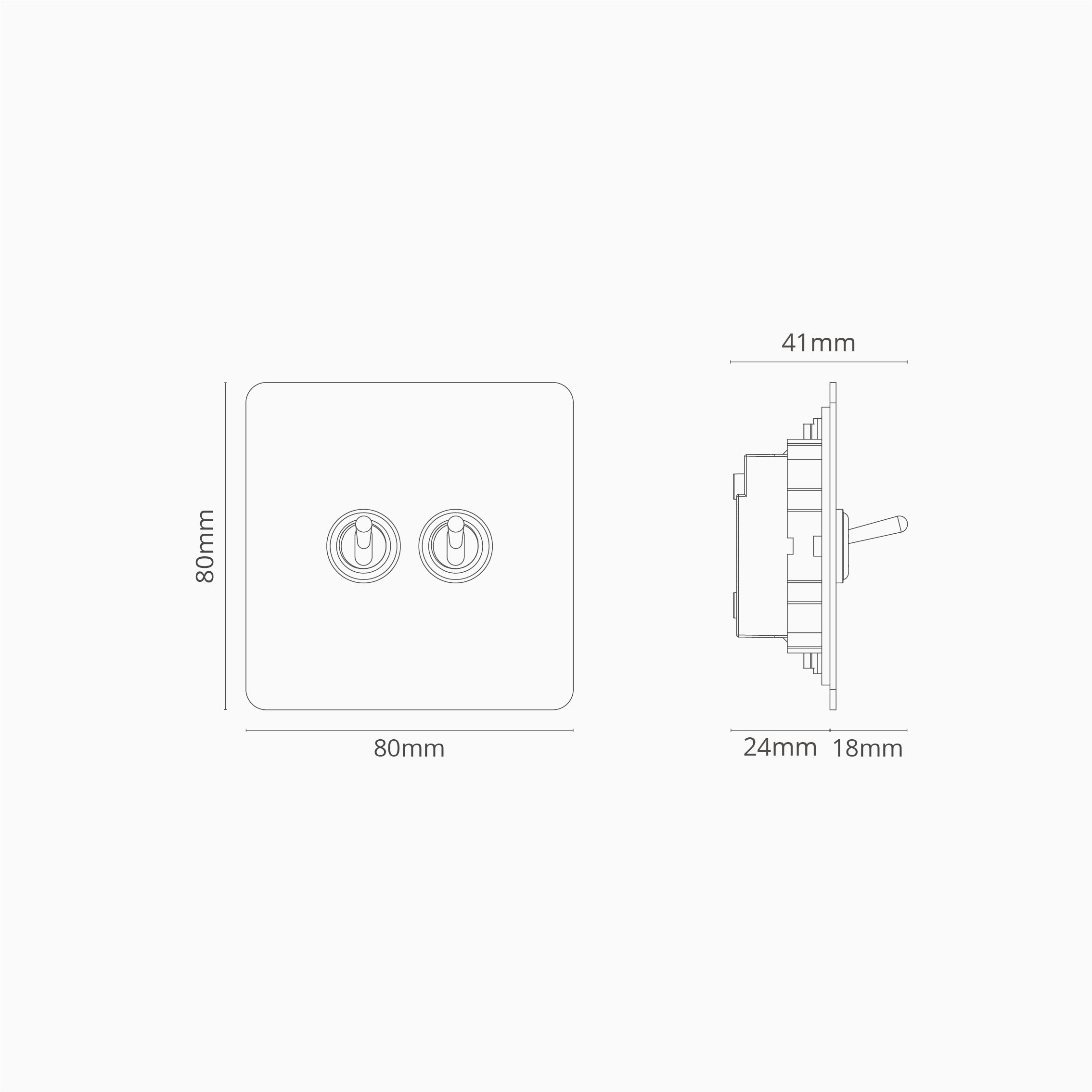 Corston-Kipphebelschalter 2x in Einfachrahmen – Antikes Messing