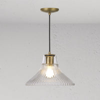 Corston Hammersmith hängende Medium-Deckenleuchte geriffeltes Glas - Antikes Messing