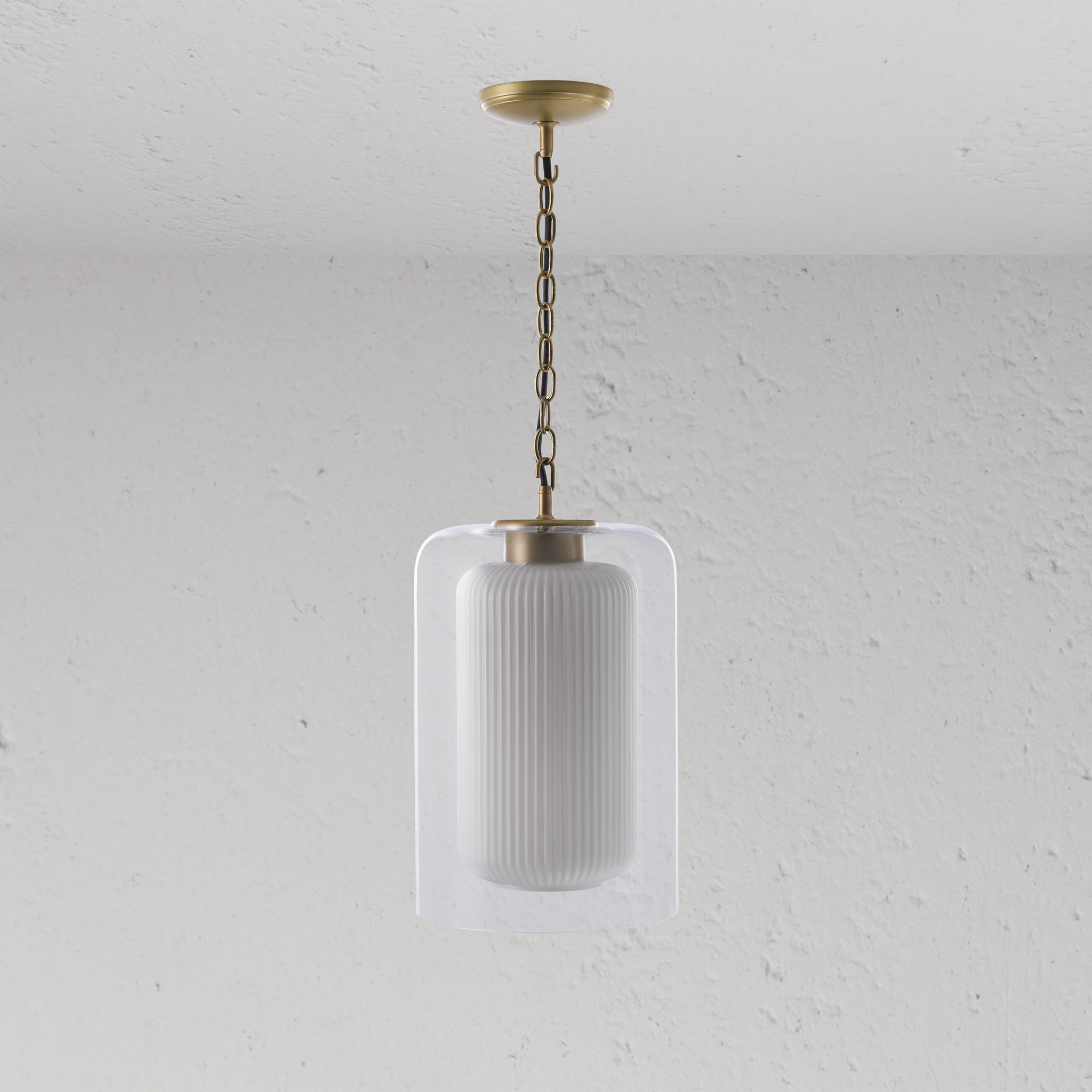 Corston Windsor hängende Medium-Deckenleuchte Opalglas - Antikes Messing