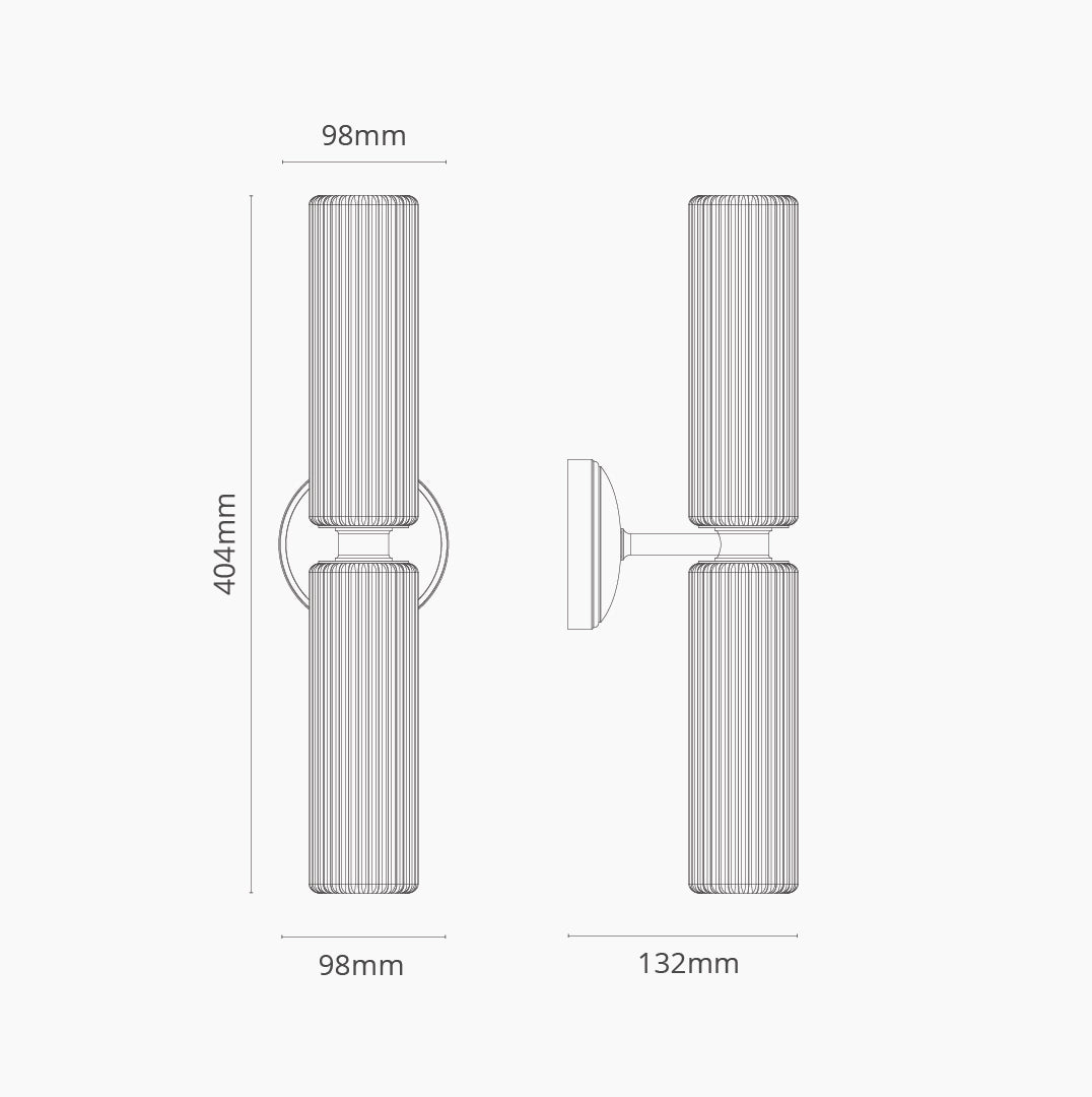 Claremont Medium-Wandleuchte geriffeltes Glas – Antikes Messing