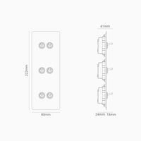 Corston-Kipphebelschalter 6x in vertikalem Dreifachrahmen – Poliertes Nickel