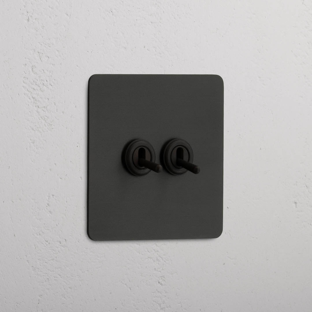 Corston-Kipphebelschalter 2x in Einfachrahmen – Bronze