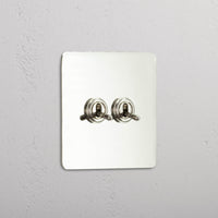 Corston-Kipphebelschalter 2x in Einfachrahmen – Poliertes Nickel