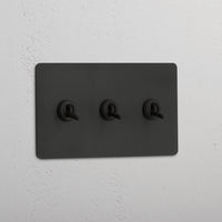 Corston-Kipphebelschalter 3x in Zweifachrahmen – Bronze