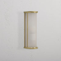 Corston Bank Wandleuchte aus Rillenglas - Antikes Messing