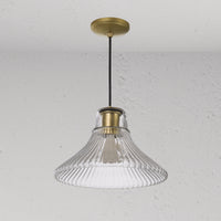 Corston Hammersmith hängende Medium-Deckenleuchte geriffeltes Glas - Antikes Messing