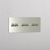 Corston-Kipphebelschalter 6x in Dreifachrahmen – Poliertes Nickel