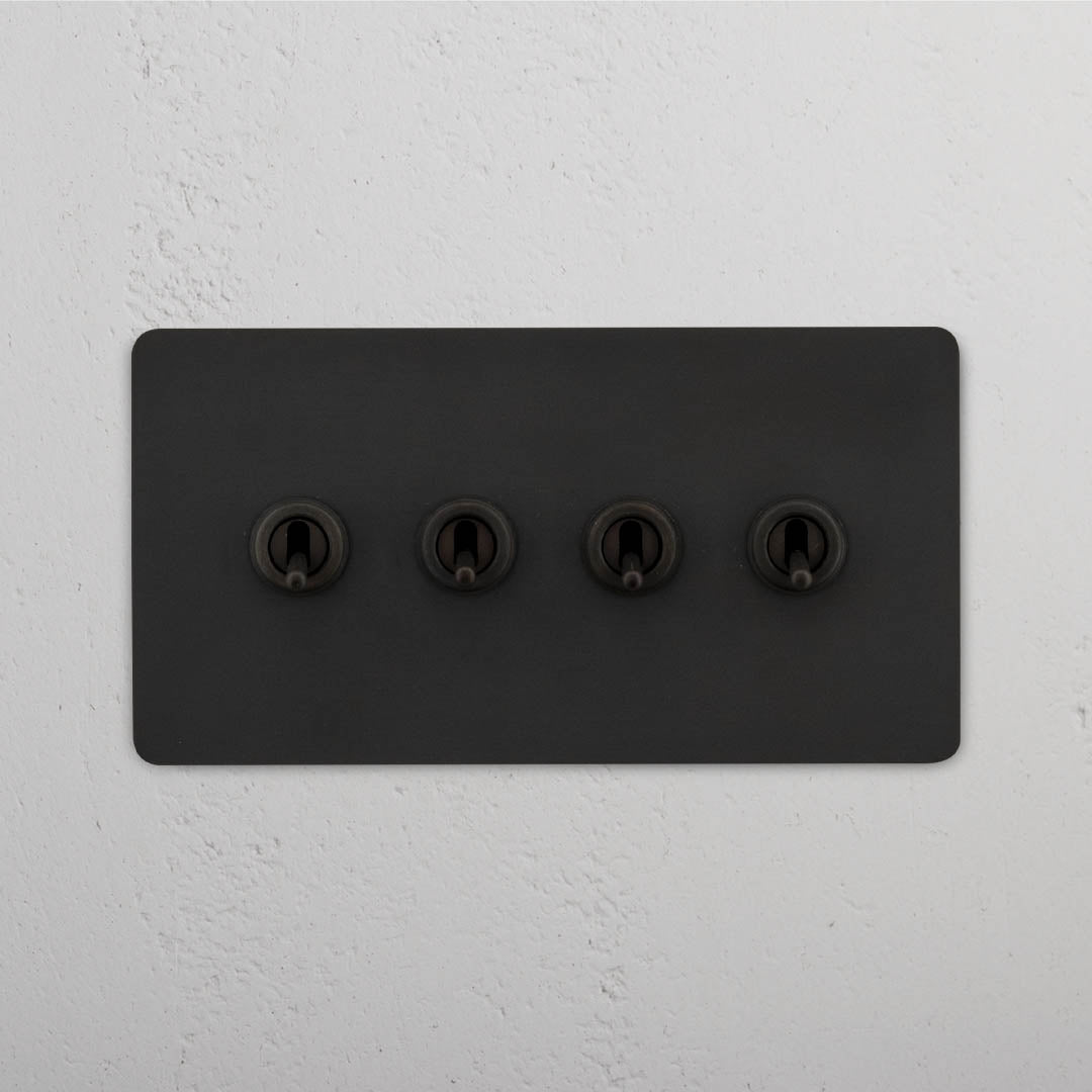 Corston-Kipphebelschalter 4x in Zweifachrahmen – Bronze