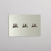 Corston-Kipphebelschalter 3x in Zweifachrahmen – Poliertes Nickel